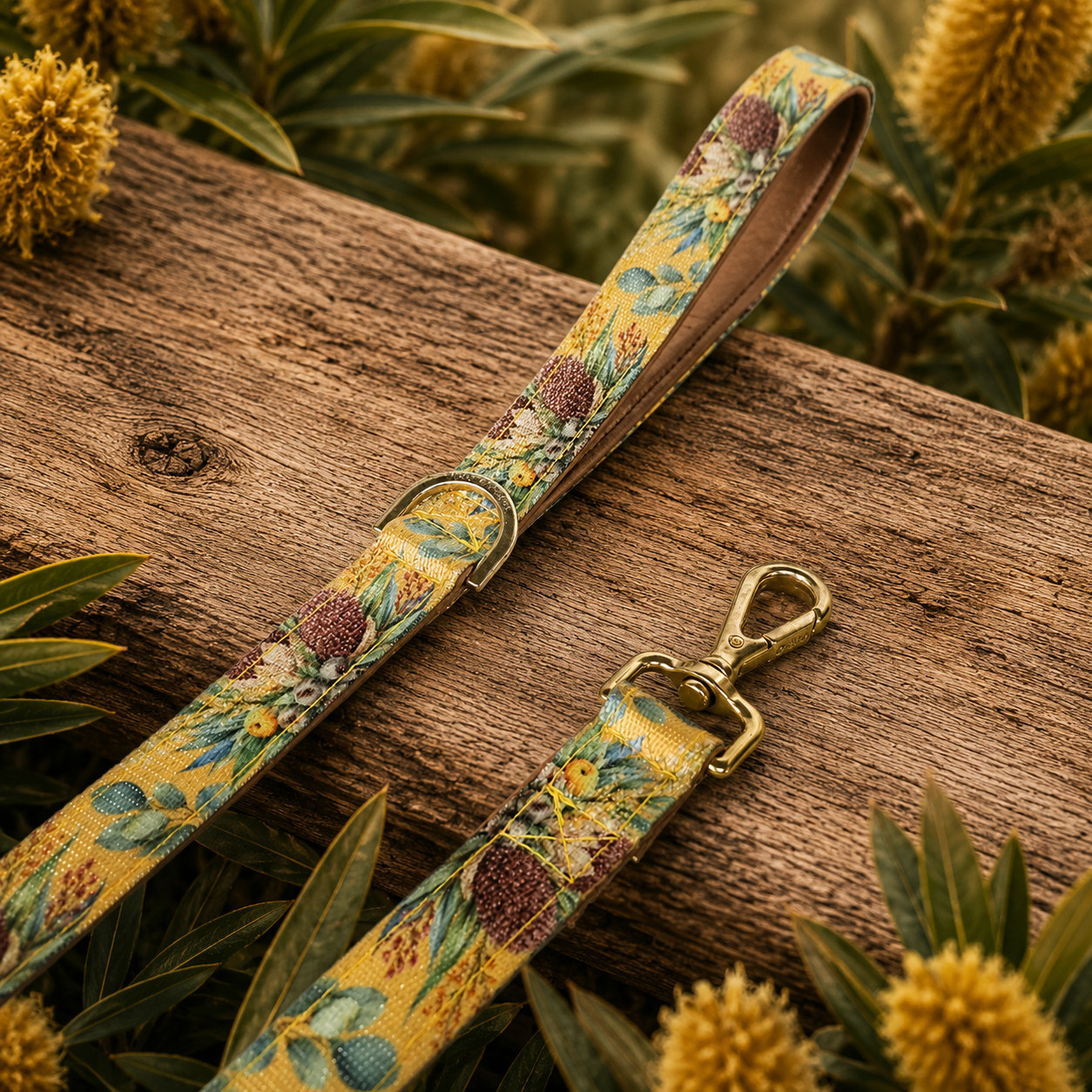 Mustard Dog Leash - Padded with Australian native Banksia