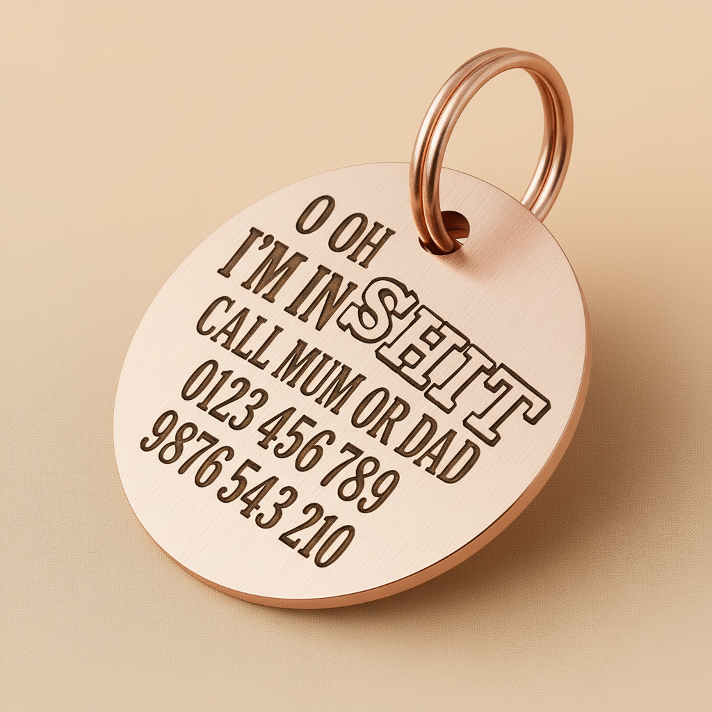 Uh Oh… I’m in Shit! Funny Dog ID Tag – Custom Engraved Pet Tag