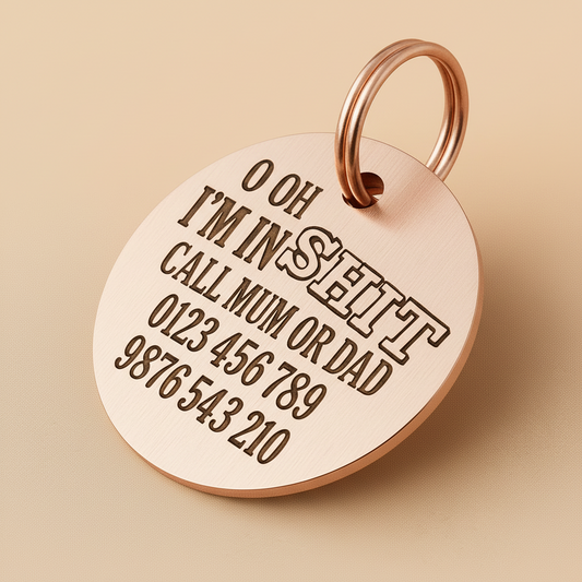 Uh Oh… I’m in Shit! Funny Dog ID Tag – Custom Engraved Pet Tag