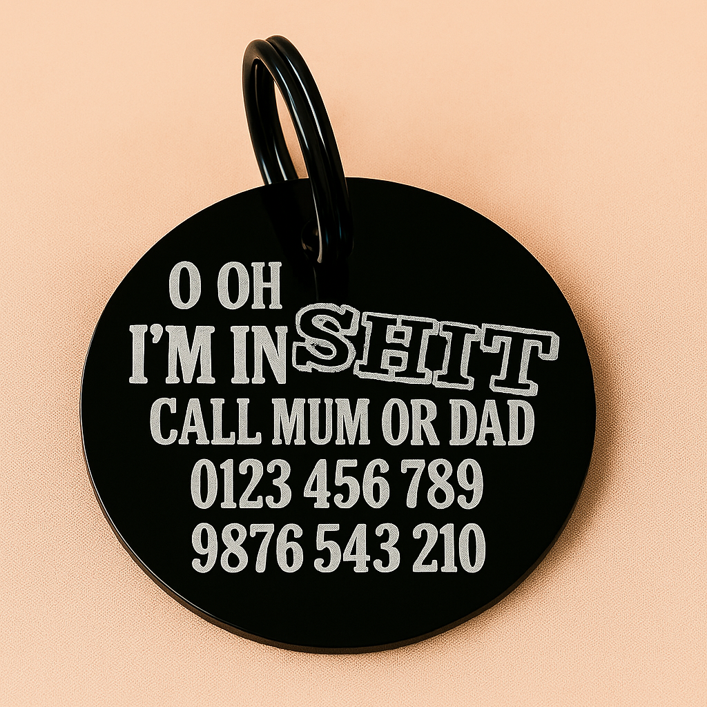 naughty dog name tag