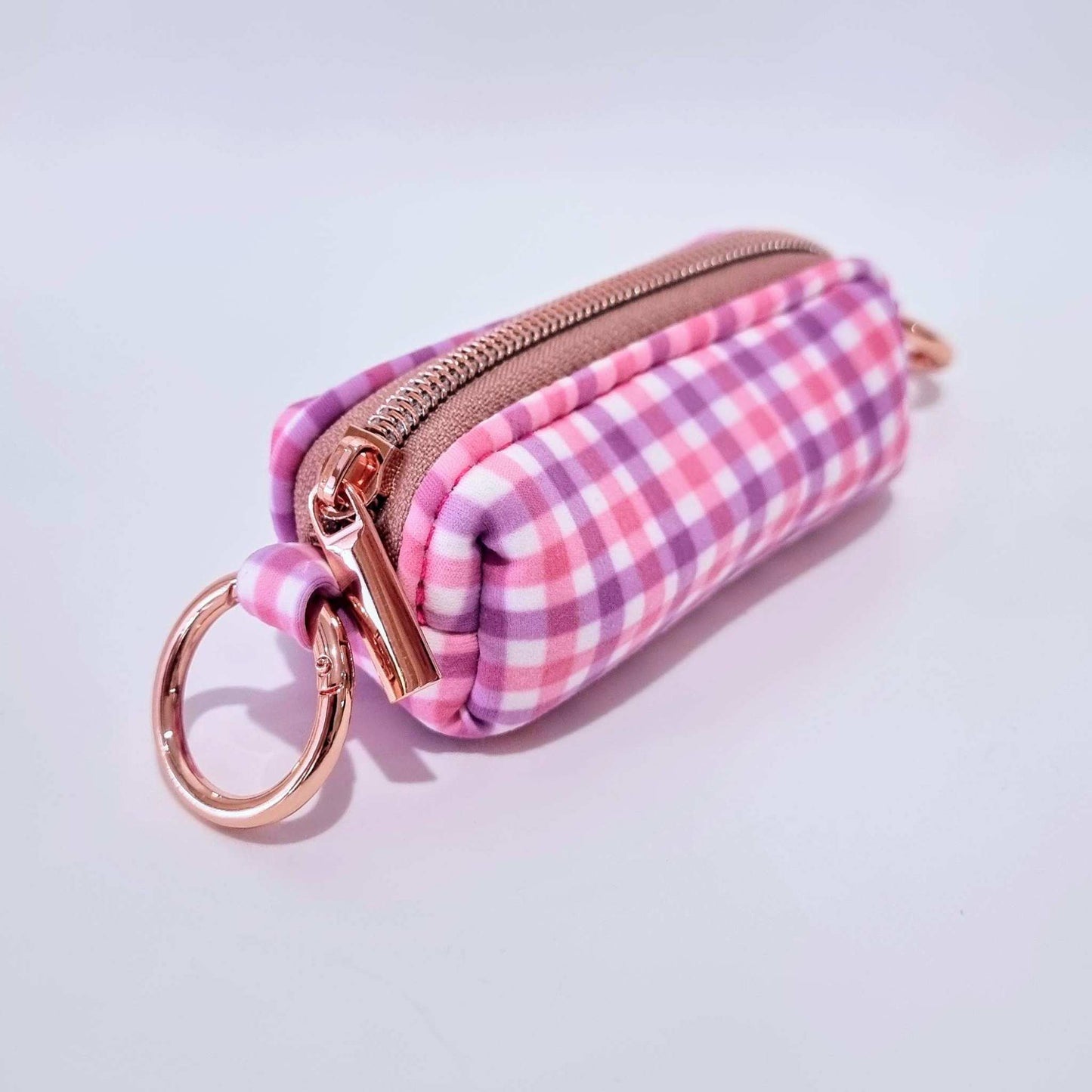 Pink Purple Gingham Dog Poop Bag Holder