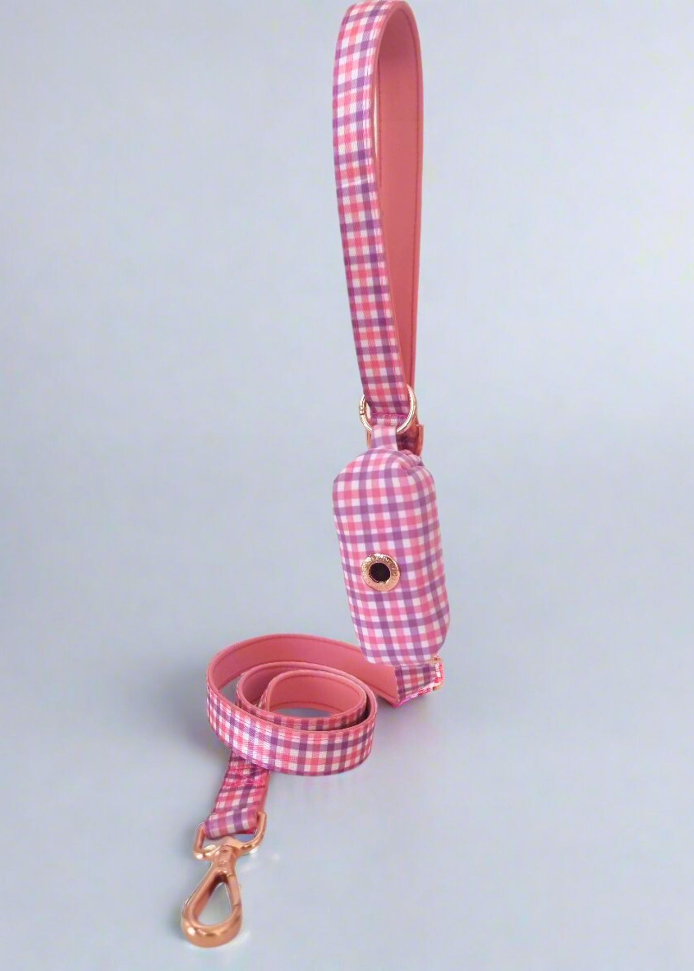 Pink Purple Gingham Dog Poop Bag Holder