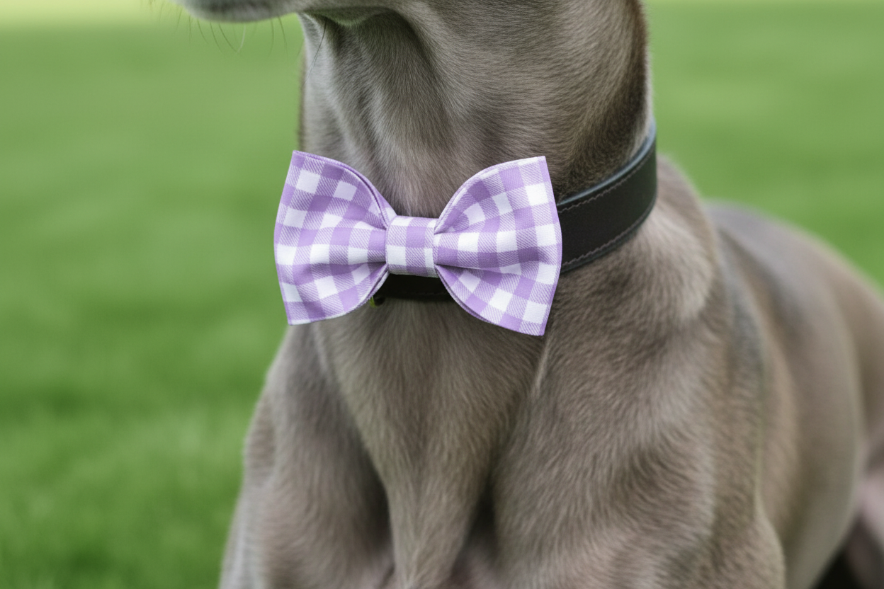 Personalised Gingham Dog Bow Tie – Custom Printed, Waterproof & Martingale Friendly
