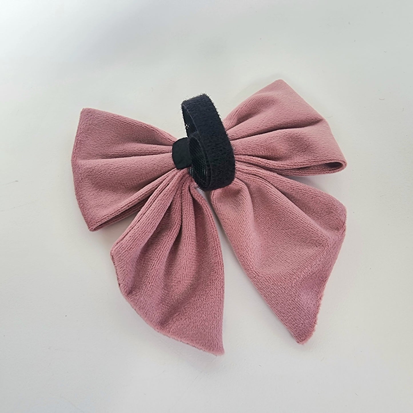 Lux Pink dog bow tie - velvet sailor dog bowtie with tails