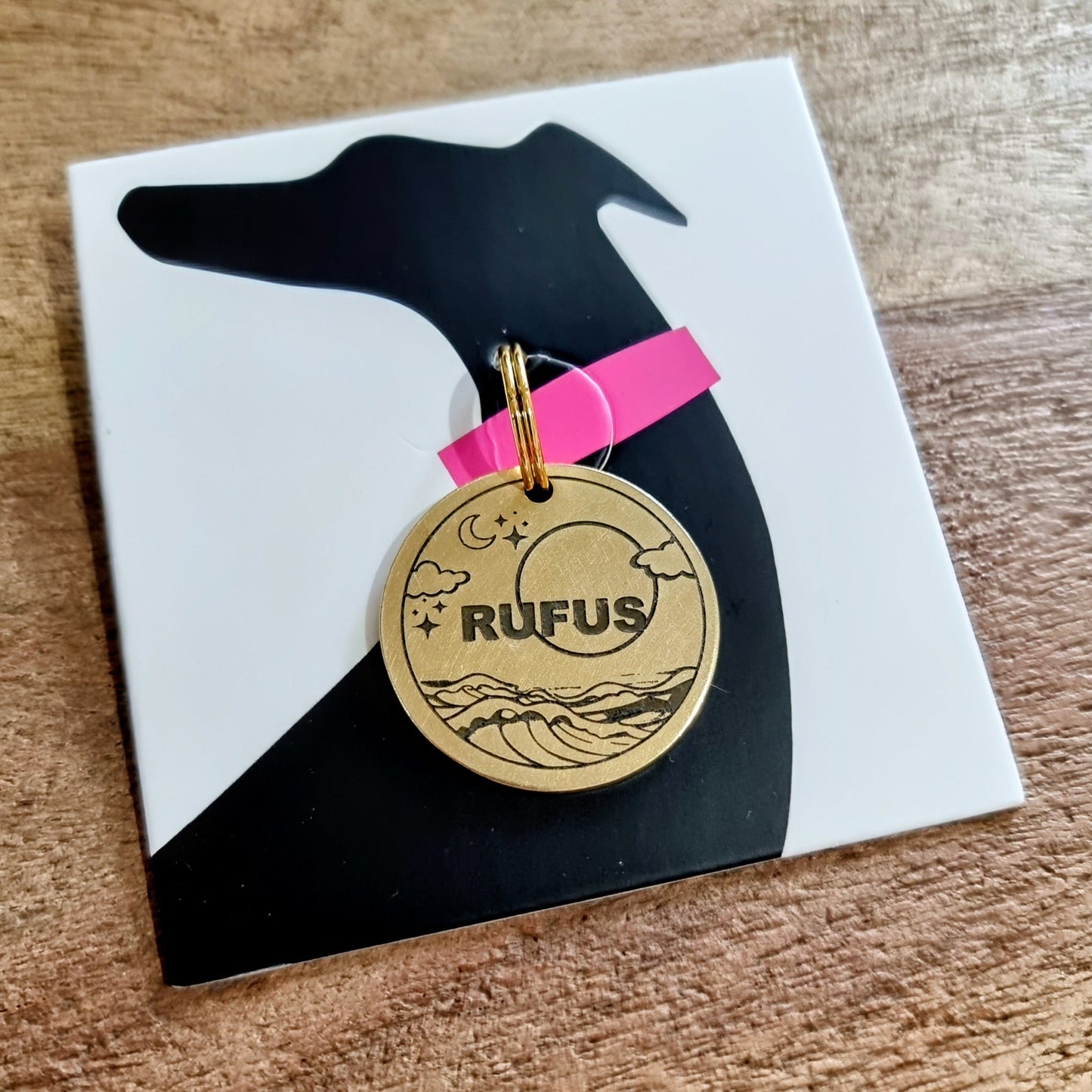 Luna Pet ID Tag – Moon & Ocean Engraved Dog Tag