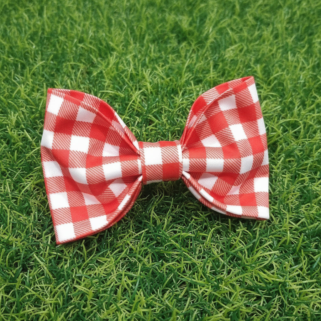 Personalised Gingham Dog Bow Tie – Custom Printed, Waterproof & Martingale Friendly