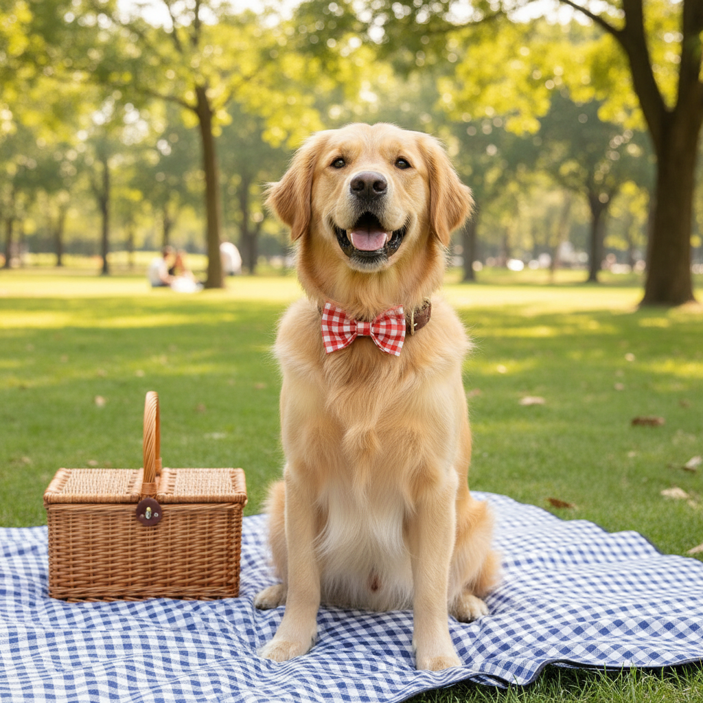 Personalised Gingham Dog Bow Tie – Custom Printed, Waterproof & Martingale Friendly