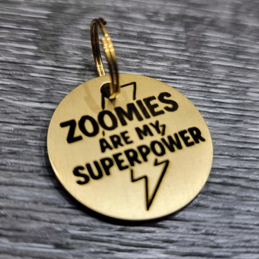 Zoomies Are My Superpower – Personalised Dog ID Tag