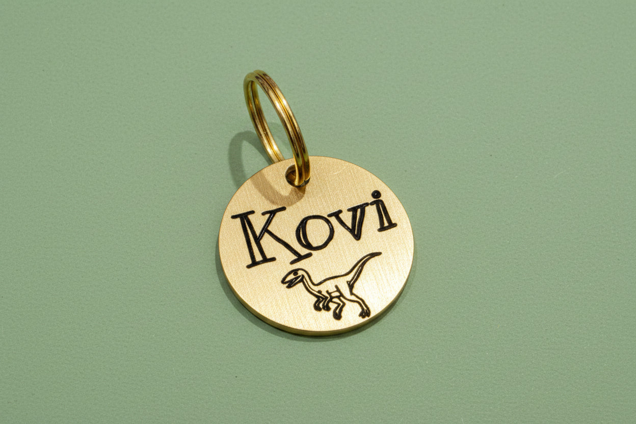 Personalised Pet ID Tag – Custom Laser Engraved Dog Name Tag | Brass, Silver, Rose Gold & Black