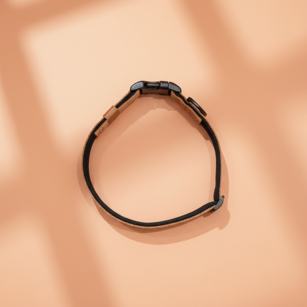 Brown padded dog collar with buckle