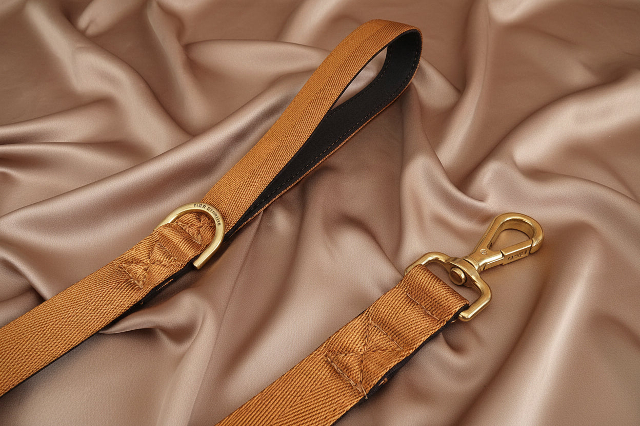 Tawny brown dog leash - neoprene padded