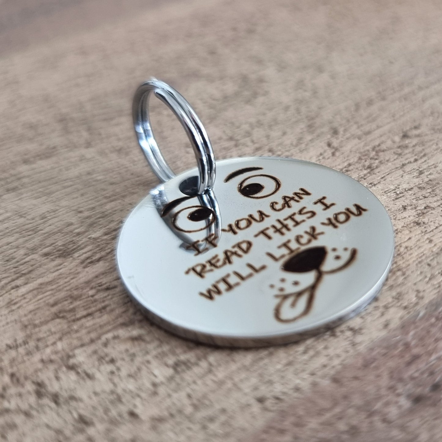 If You Can Read This, I Will Lick You” Funny Dog ID Tag – Cute Pet Tag