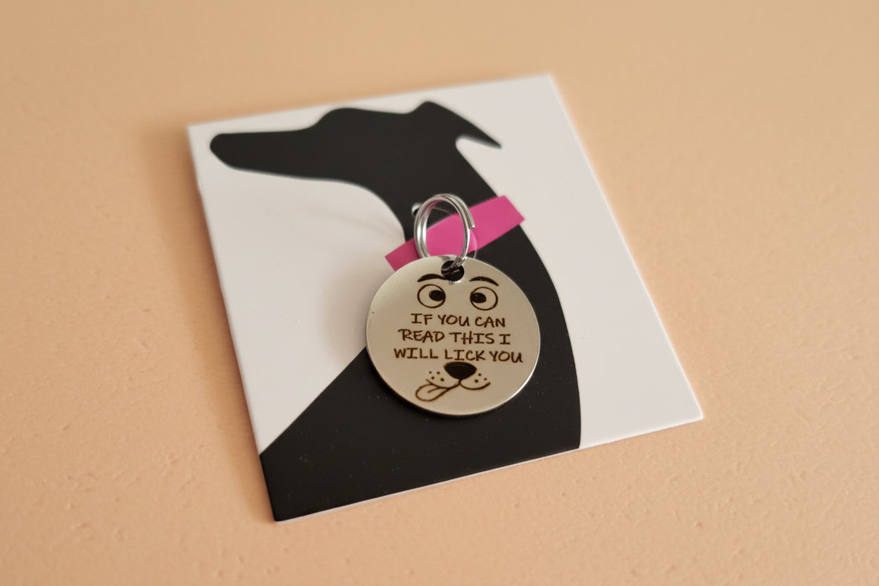 If You Can Read This, I Will Lick You” Funny Dog ID Tag – Cute Pet Tag