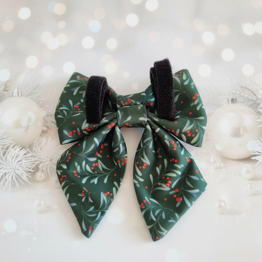 Holly Jolly Christmas Dog Bow Tie | Adjustable Velcro Straps