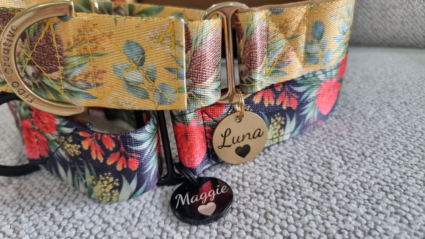 Mustard Banksia Martingale Collar – Australian Native Floral Dog Collar