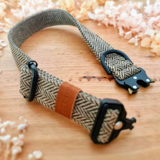 brown tweed dog collar