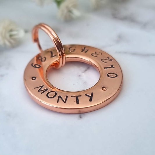 Rose gold pet ID tag - O shape